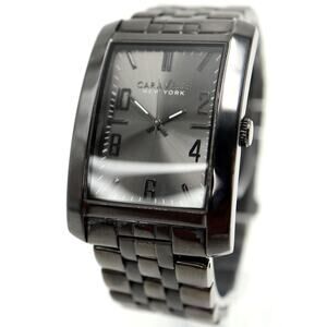 Caravelle NY by Bulova Black 30mm Tank Watch Stainless Steel with New Battery